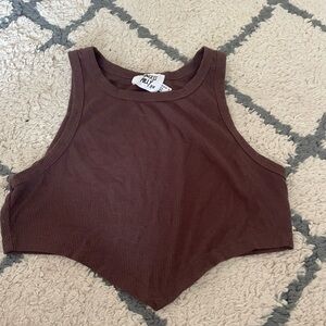 Princess Polly Brown Ribbed Crop Top